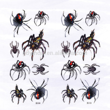 Spider-shape Insert Customized 3D tattoo sticker for Decoration in Halloween